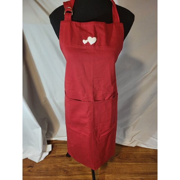 Williams Sonoma Apron Red Heart Embroidered Adult Valentines Day - Picture 1 of 5
